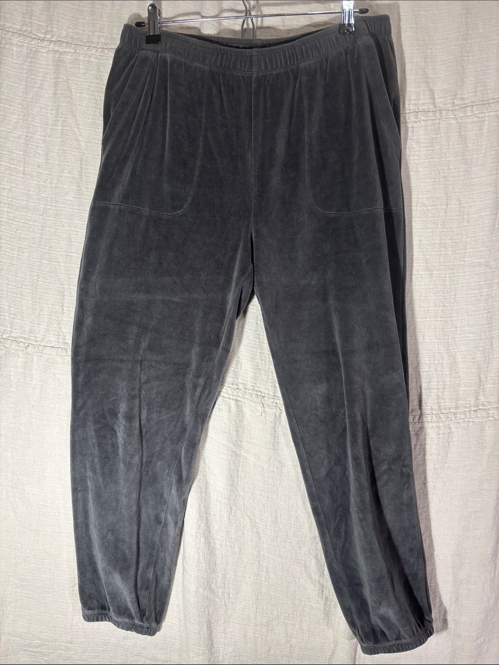 aerie Charcoal Dark Gray Velour Elastic-Waist Joggers Lounge Pants Size M EUC